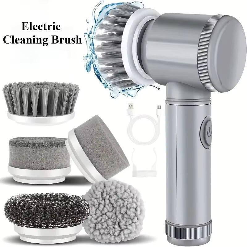 5-in-1 Electric Cleaning Brush – Rechargeable Cordless Scrubber for Kitchen & Bathroom