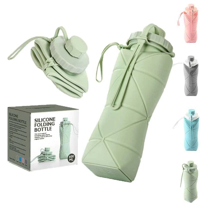 600ML Silicone Folding Water Bottle – Collapsible, Reusable & Leak-Proof Travel Bottle