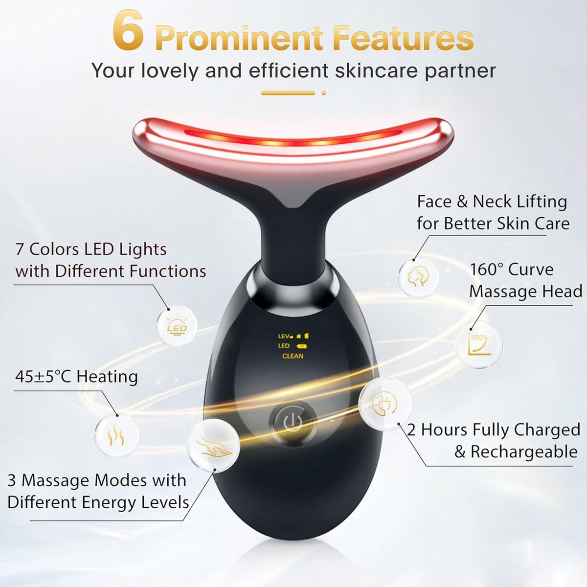 Rechargeable Face Massager – 3-Mode EMS Facial Beauty Device with 45°C Warm Therapy