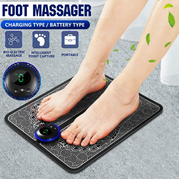 EMS Foot Massager Mat – Electric Rechargeable Foot Massage Pad with 6 Modes & 9 Intensity Levels
