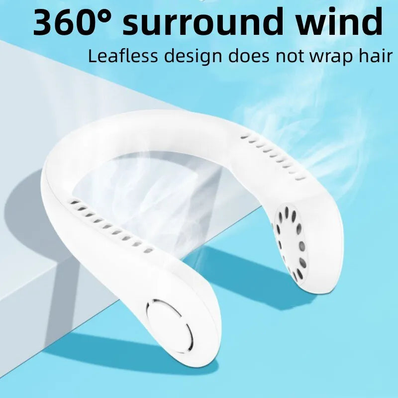 Portable Neck Fan – Bladeless USB Rechargeable Wearable Personal Fan with 3 Speeds