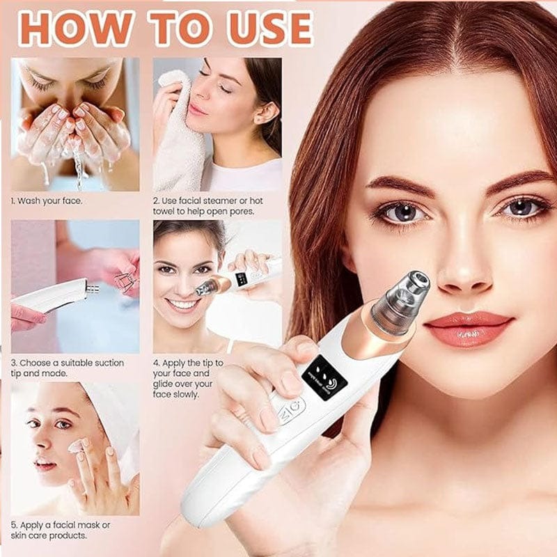 5-in-1 Blackhead Remover Machine – Rechargeable Facial Pore Vacuum with 5 Heads